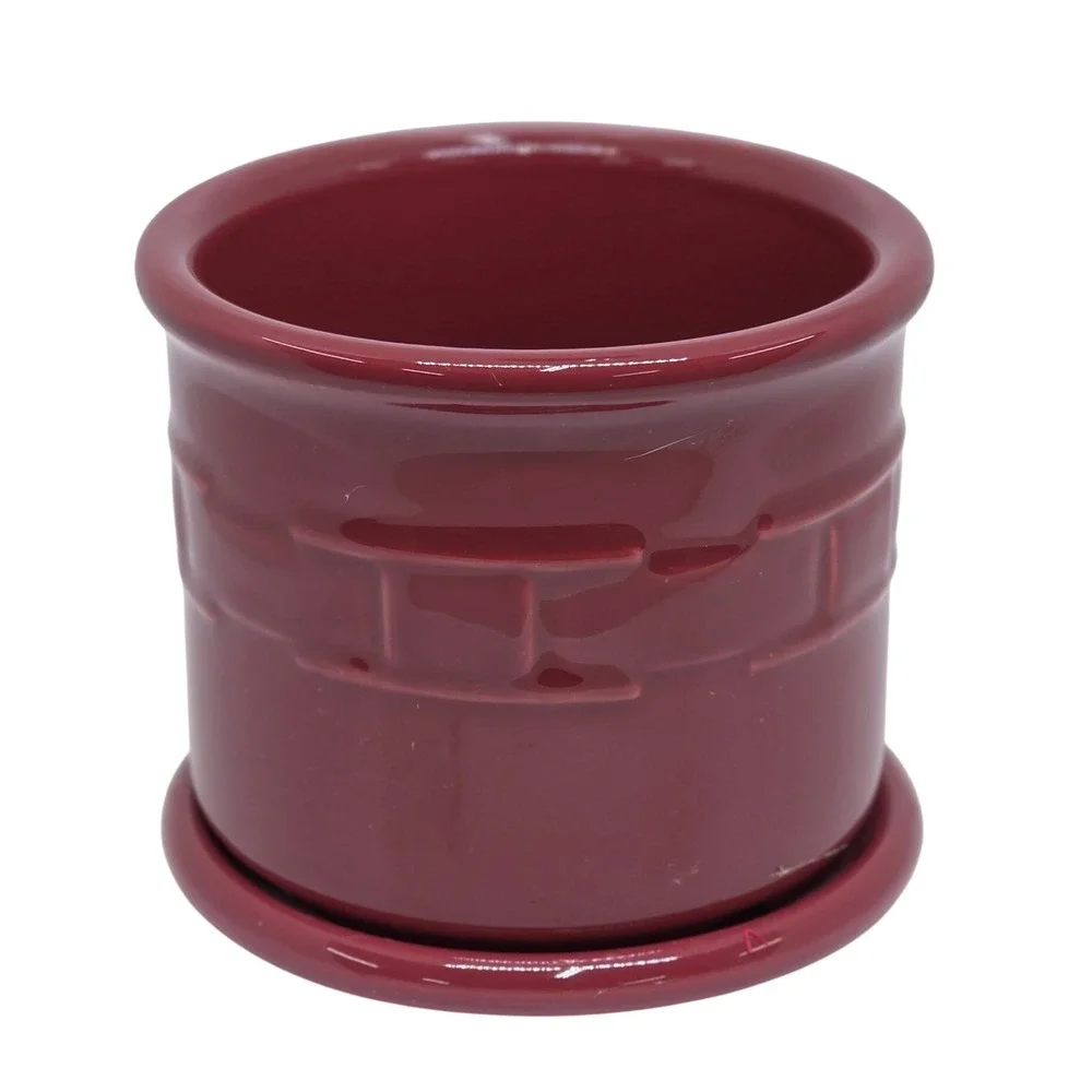 Longaberger Pottery Woven Traditions 1 Pint Salt Crock Paprika Red Kitchen Decor